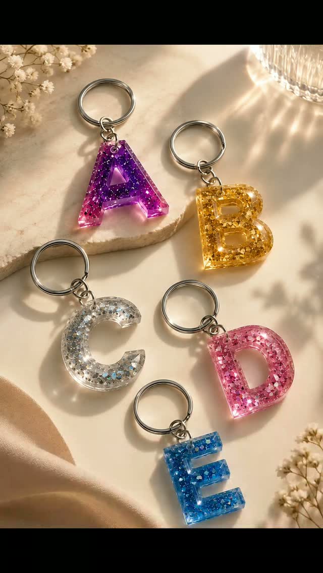 Custom Resin Alphabet Keychain - Image 1